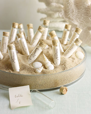 Beachthemed wedding Take a swing at these adorable messages in a bottle